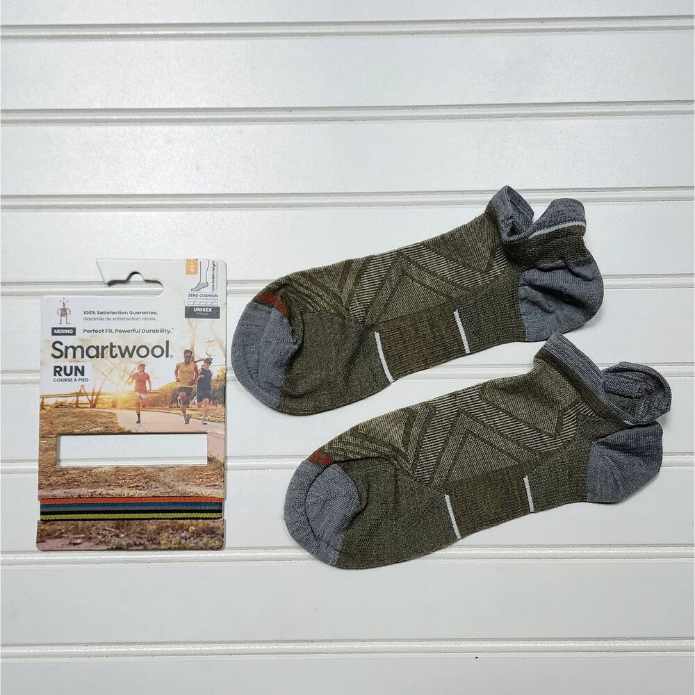 NWT Smartwool Run Zero Cushion Low Ankle Socks-Unisex: Winter Moss - Picture 2 of 5